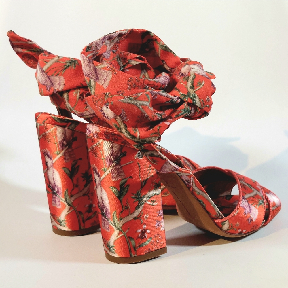 Tabitha Simmons x Johanna Ortiz silk-satin jacquard wrap sandals, EU40, NWT